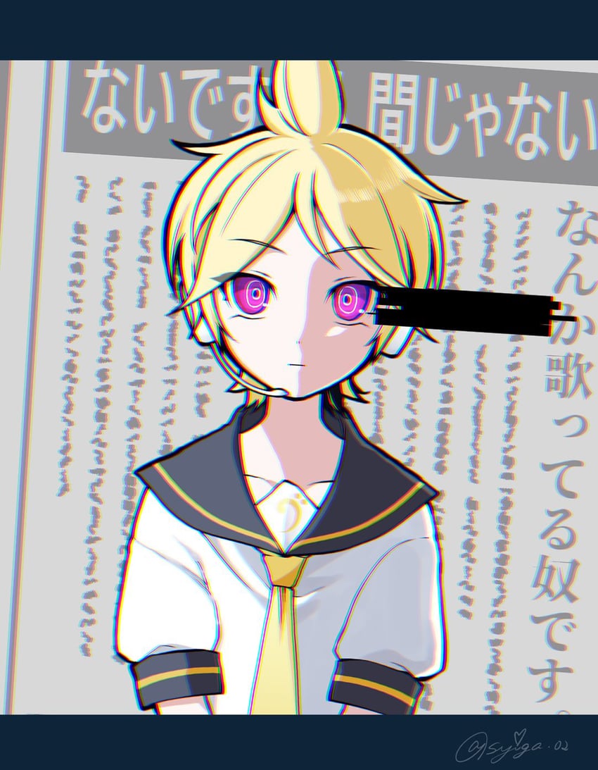 kagamine len (vocaloid and 1 more) drawn by syiga