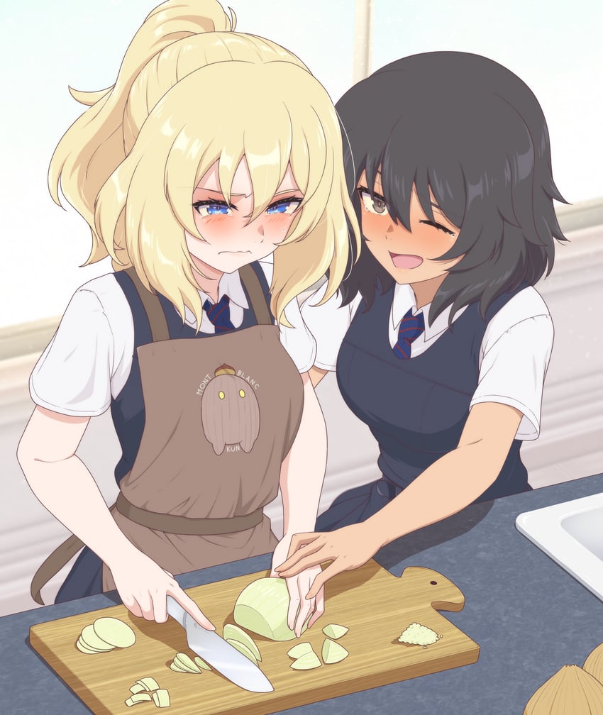 andou and oshida (girls und panzer) drawn by ada_badguy