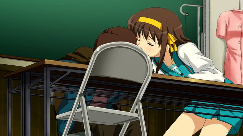 suzumiya haruhi and kyon (suzumiya haruhi no yuuutsu) drawn by sanshita