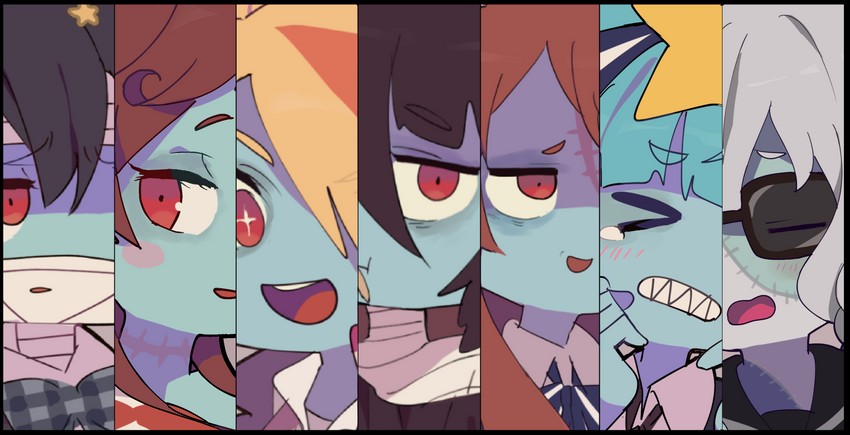konno junko, minamoto sakura, mizuno ai, nikaidou saki, hoshikawa lily, and 2 more (zombie land saga) drawn by nakkasu