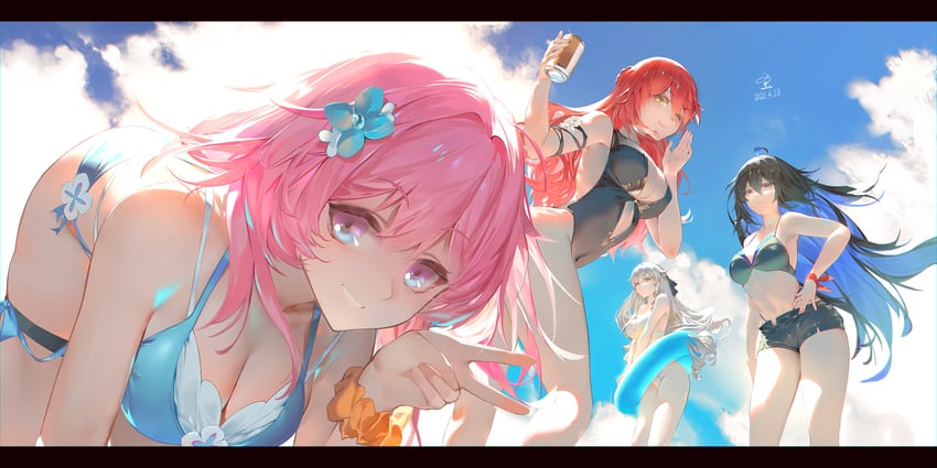 march 7th, himeko, bronya rand, and seele (honkai and 1 more) drawn by ribao
