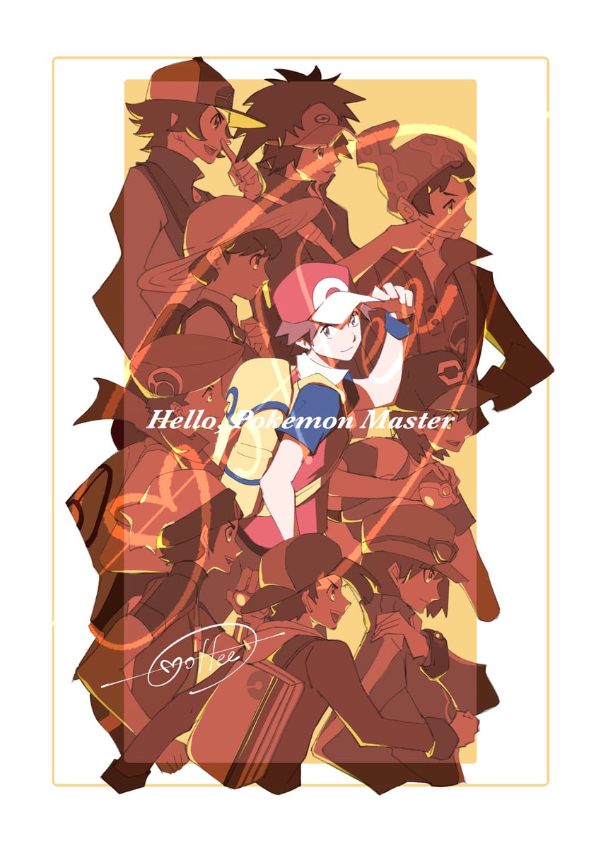 red, ethan, hilbert, brendan, florian, and 5 more (pokemon and 8 more) drawn by cccacademia