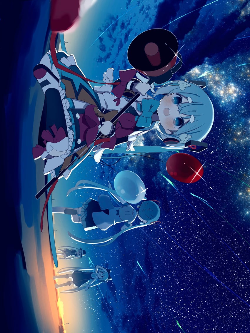 hatsune miku and magical mirai miku (vocaloid and 1 more) drawn by syare_0603