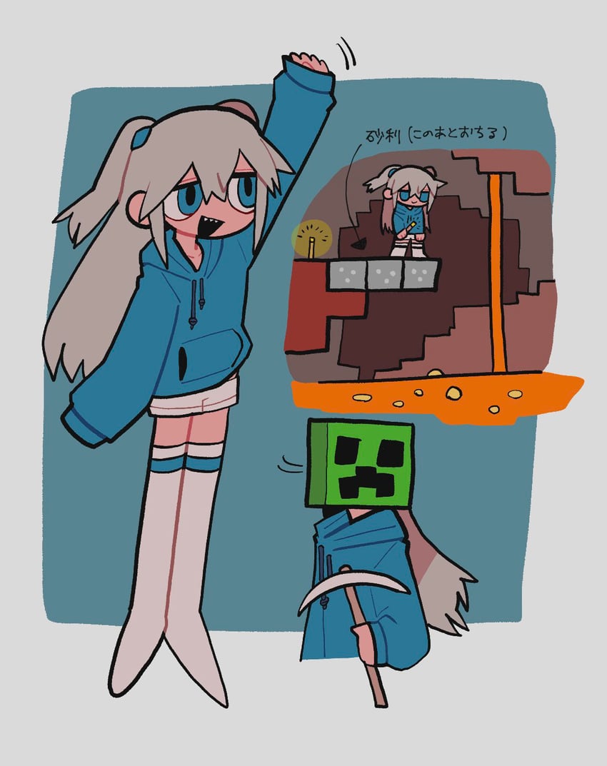 creeper and ichika-chan (original and 1 more) drawn by iiiichimaru_03