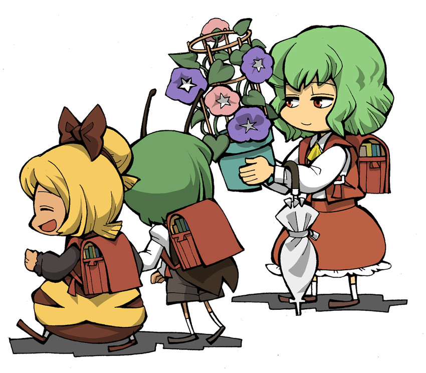 kazami yuuka, wriggle nightbug, and kurodani yamame (touhou) drawn by hounori