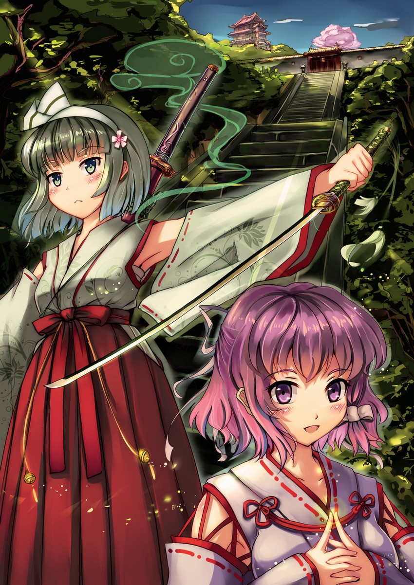 konpaku youmu and saigyouji yuyuko (touhou) drawn by g.h_(gogetsu)