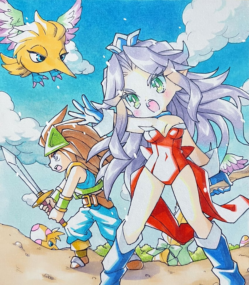 riesz, angela, and duran (seiken densetsu and 1 more) drawn by motoko_(taom)