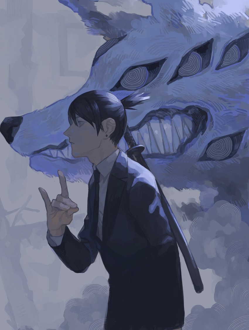 hayakawa aki and fox devil (chainsaw man) drawn by unknown_(unknown_ooo)