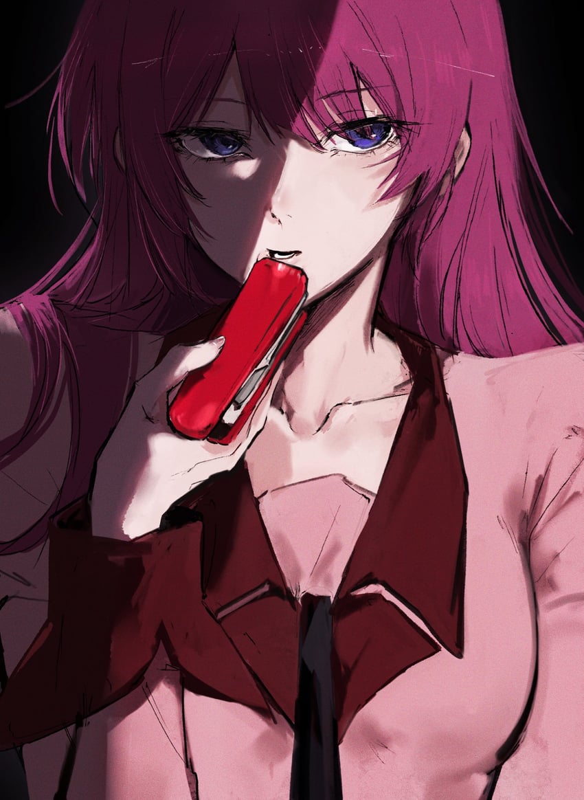 senjougahara hitagi (monogatari and 1 more) drawn by moku_(muooku)