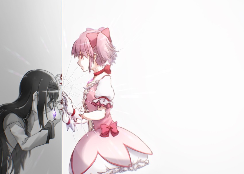 akemi homura and kaname madoka (mahou shoujo madoka magica) drawn by silky_0406