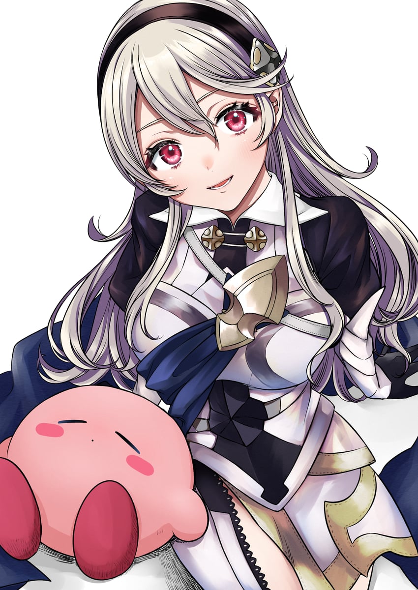 kirby and female corrin (fire emblem and 3 more) drawn by roroichi