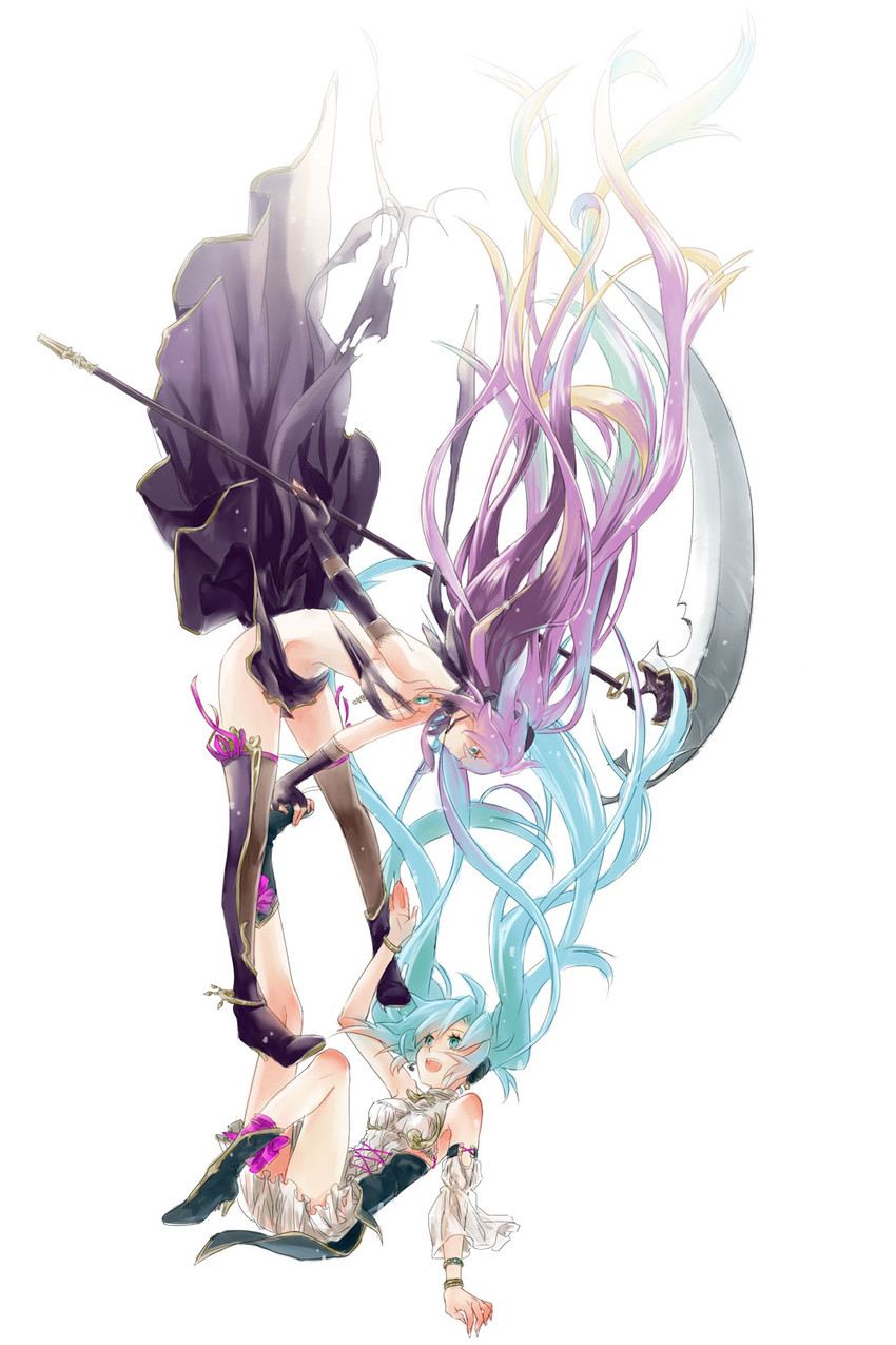 hatsune miku and megurine luka (vocaloid) drawn by nyundai_(ibr)