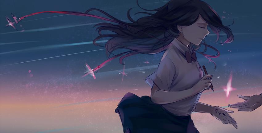 miyamizu mitsuha (kimi no na wa.) drawn by nebokeru