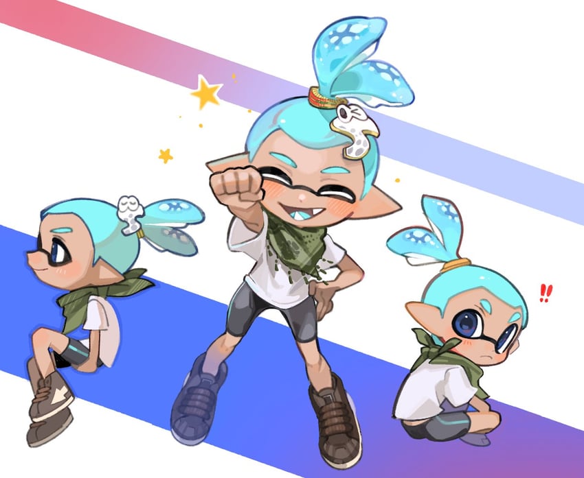 inkling player character and inkling boy (splatoon and 1 more) drawn by spl8ya