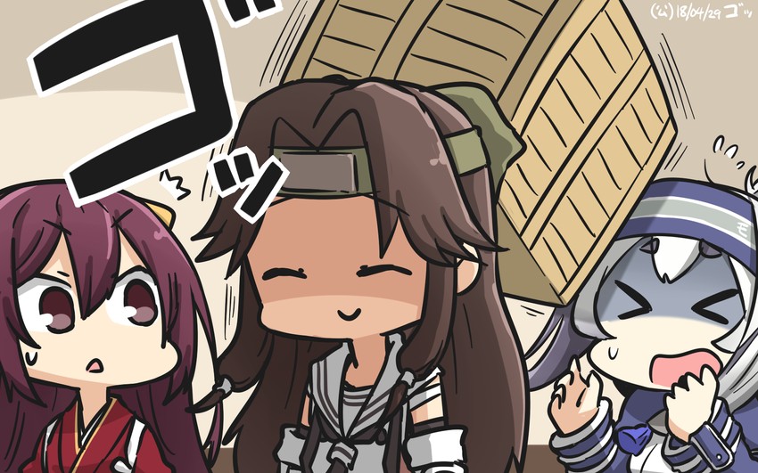 jintsuu, kamikaze, kamoi, jintsuu kai ni, and kamoi kai bo (kantai collection) drawn by hamu_koutarou