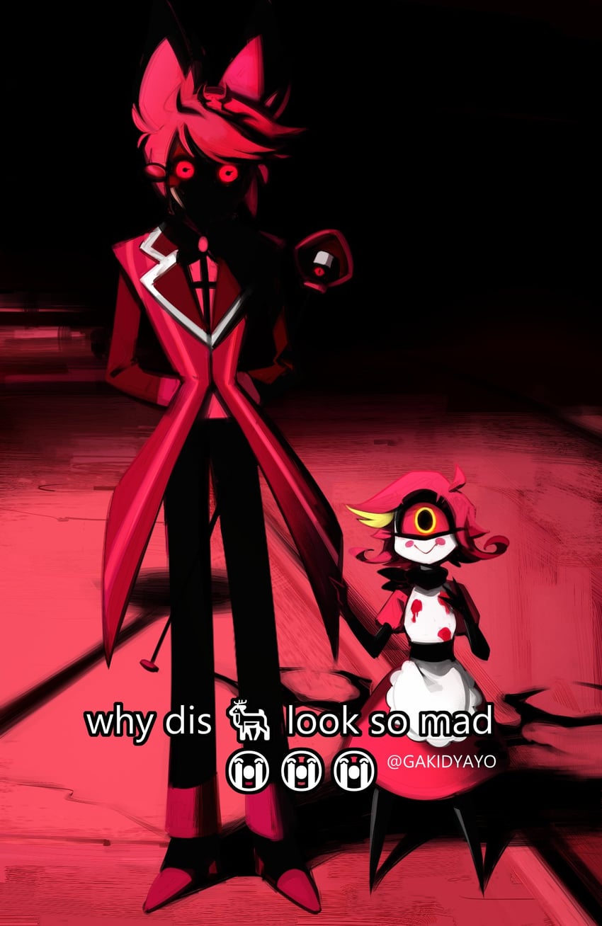 alastor and niffty (hazbin hotel) drawn by kidya_pipopi