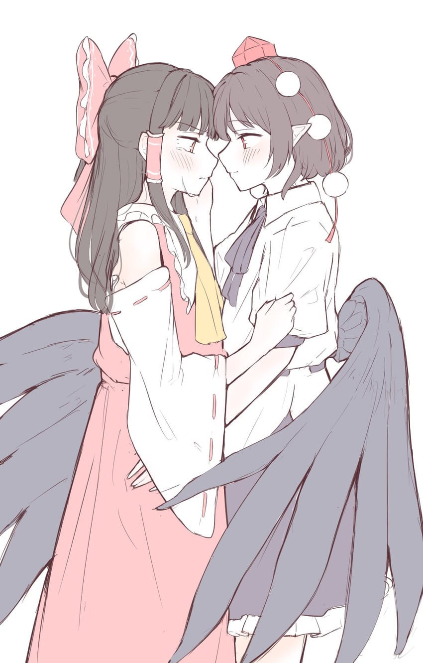hakurei reimu and shameimaru aya (touhou) drawn by seele_(chanseele0128)