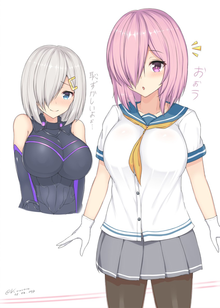 mash kyrielight and hamakaze (kantai collection and 2 more) drawn by kuavera