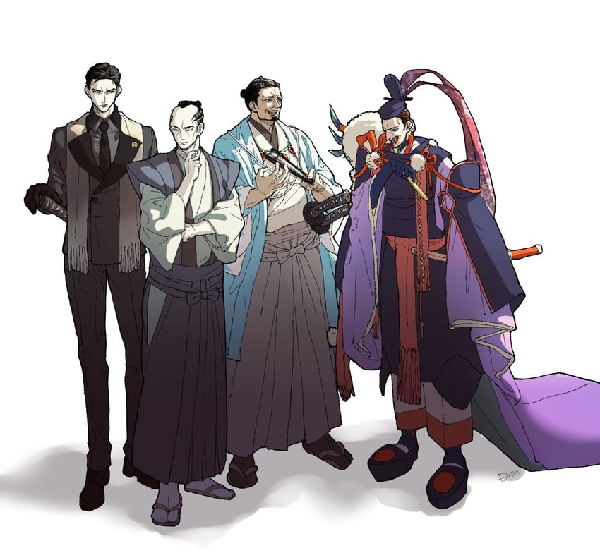 serizawa kamo, takechi zuizan, matsudaira nobutsuna, and fujiwara no michinaga (fate and 1 more) drawn by syuugou_11