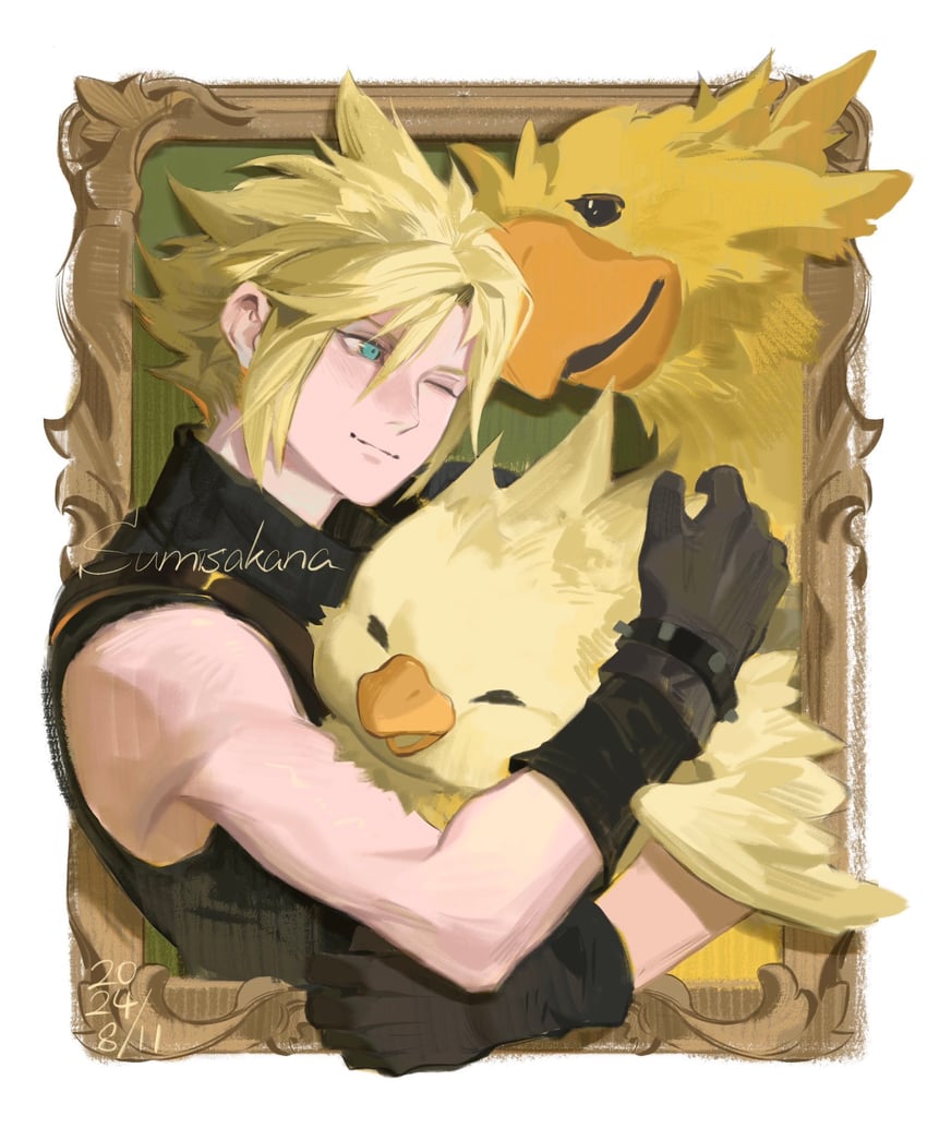 cloud strife (final fantasy and 3 more) drawn by sumisakana
