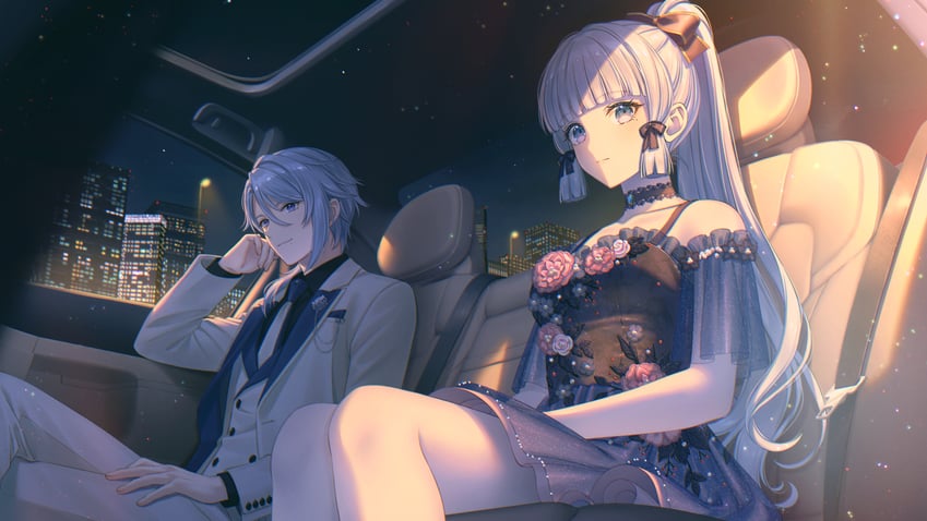 kamisato ayaka and kamisato ayato (genshin impact) drawn by bshi_edayo