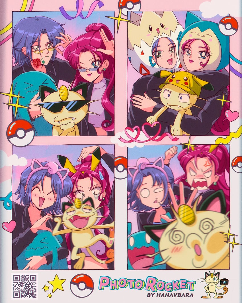 pikachu, jessie, james, meowth, snorlax, and 2 more (pokemon) drawn by hanavbara