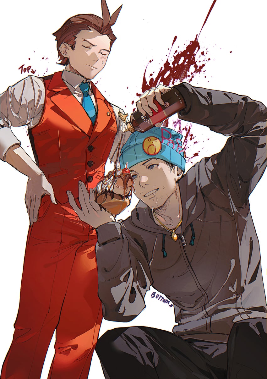 phoenix wright and apollo justice (ace attorney and 1 more) drawn by e_schaton