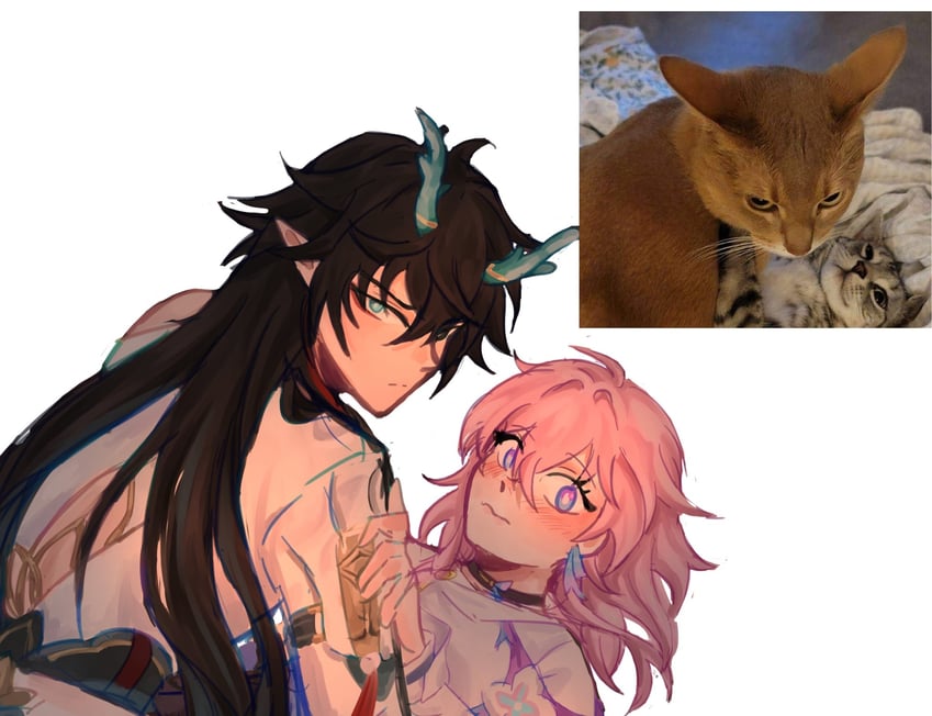 march 7th and dan heng (honkai and 1 more) drawn by blumv_v