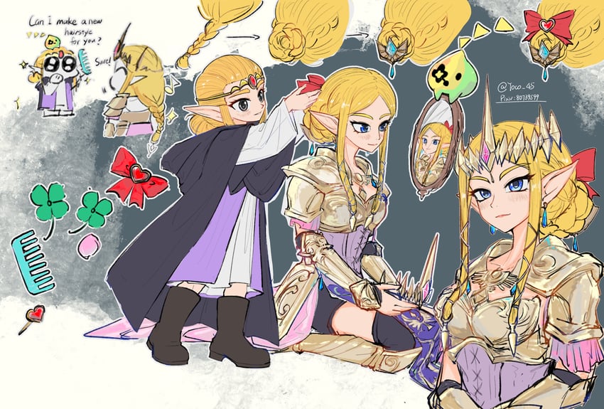 princess zelda and tri (the legend of zelda and 2 more) drawn by yoco45rkgk