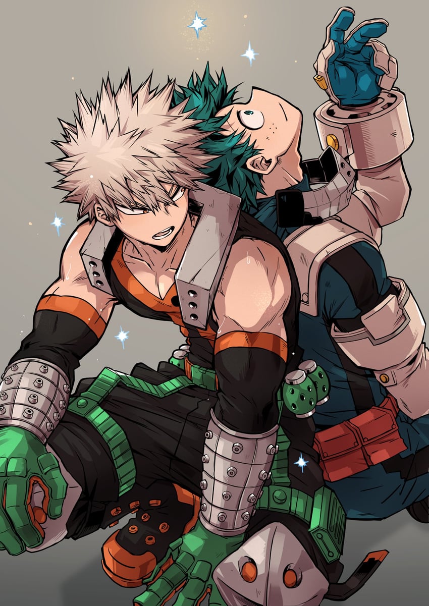 midoriya izuku and bakugou katsuki (boku no hero academia) drawn by chiyaya