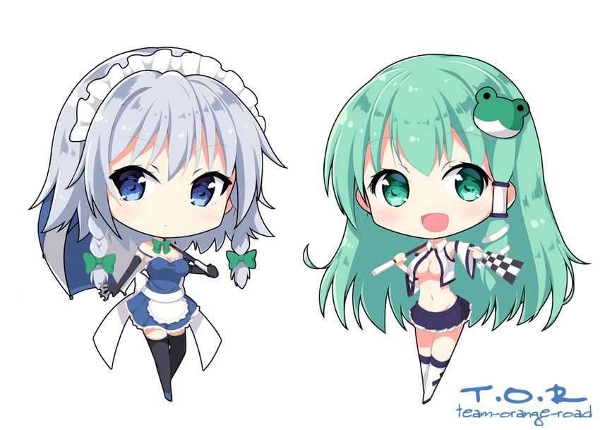 izayoi sakuya and kochiya sanae (touhou) drawn by yaki_mayu