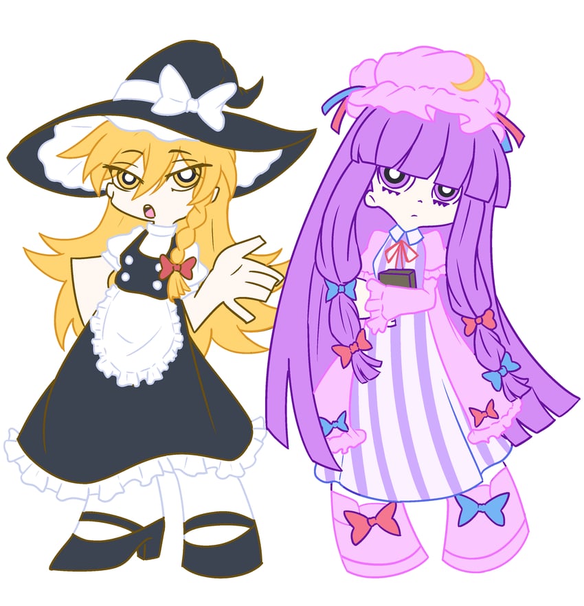 kirisame marisa and patchouli knowledge (touhou and 1 more) drawn by nanaii_desu