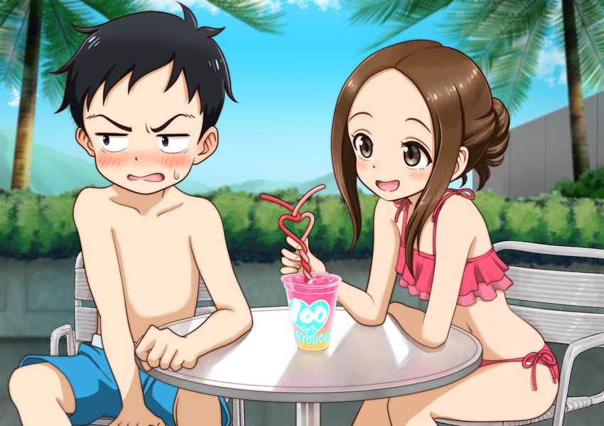 takagi-san and nishikata (karakai jouzu no takagi-san) drawn by yachiyo_naga