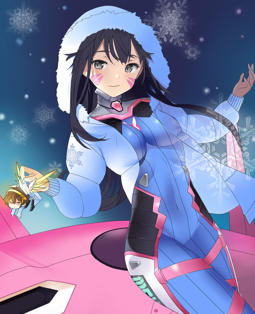d.va, mercy, and tracer (overwatch and 1 more) drawn by alilu-chan
