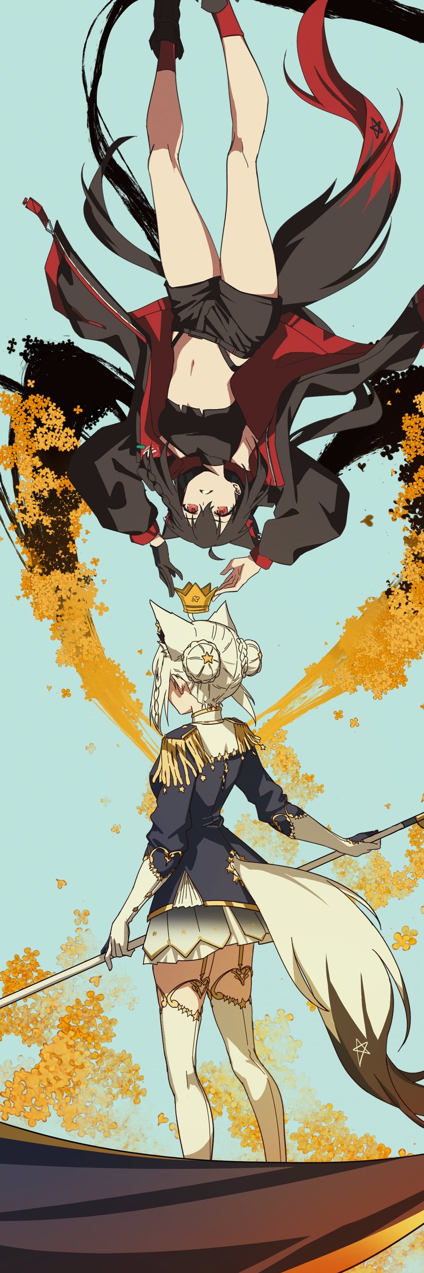shirakami fubuki and kurokami fubuki (hololive and 1 more) drawn by hyde_(tabakko)