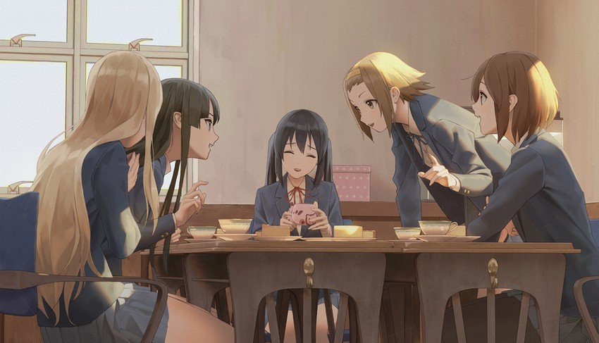 akiyama mio, nakano azusa, hirasawa yui, tainaka ritsu, and kotobuki tsumugi (k-on!) drawn by maachi_(fsam4547)