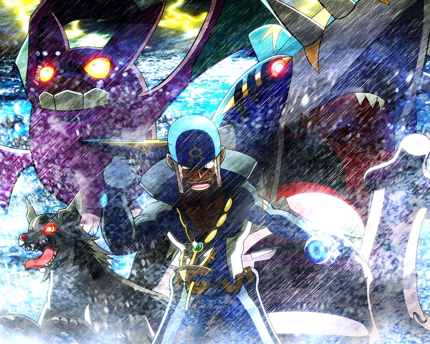 archie, crobat, mightyena, sharpedo, muk, and 1 more (pokemon and 1 more) drawn by misterror