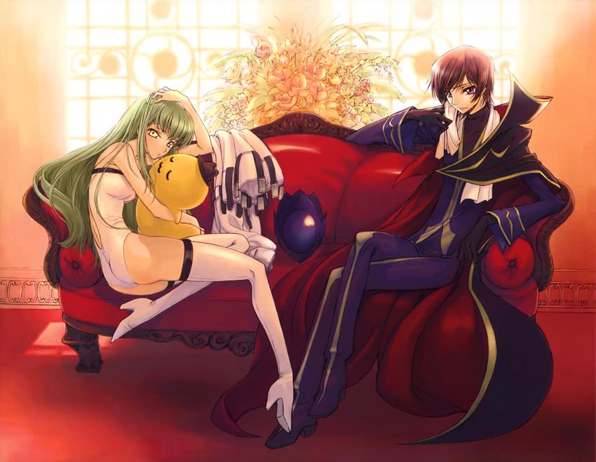 c.c., lelouch vi britannia, and cheese-kun (code geass and 1 more)
