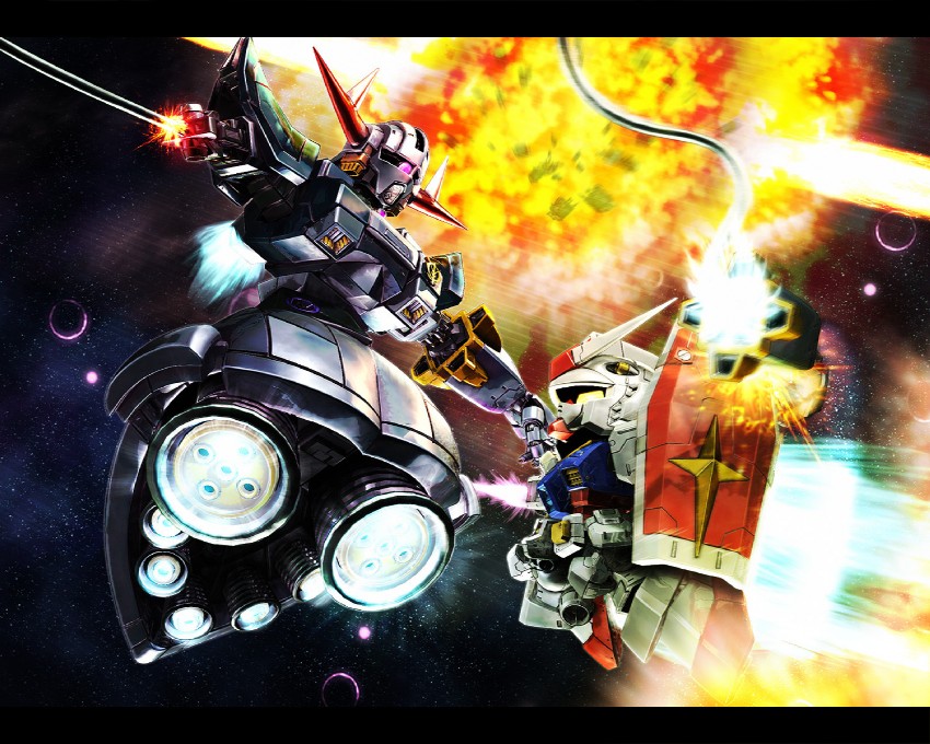 rx-78-2 gundam and zeong (gundam and 2 more) drawn by a_mituhashi