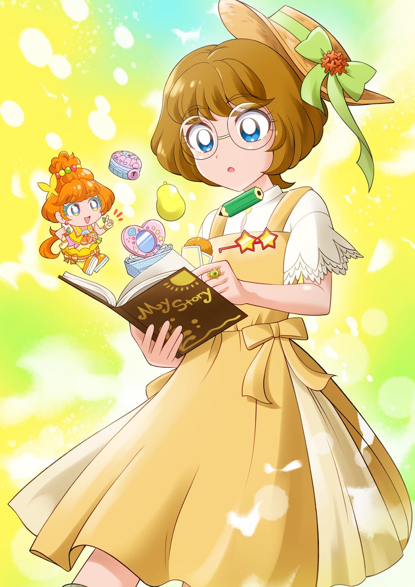 ichinose minori and cure papaya (precure and 1 more) drawn by raina_(14758801)