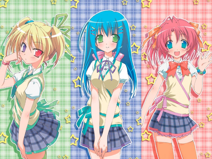 yuunagi akane, midori hilde ijichi, and matsutou aoi (mr color) drawn by horii_kumi