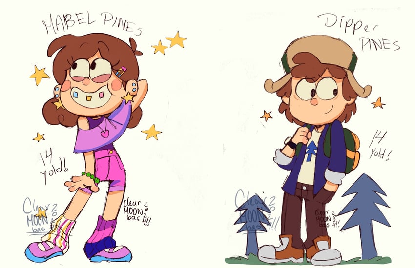 mabel pines and dipper pines (gravity falls) drawn by clearmonbass