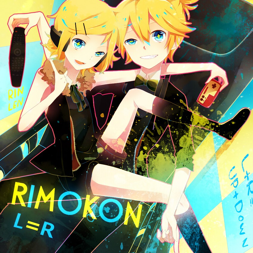 kagamine rin and kagamine len (vocaloid and 1 more) drawn by achiki