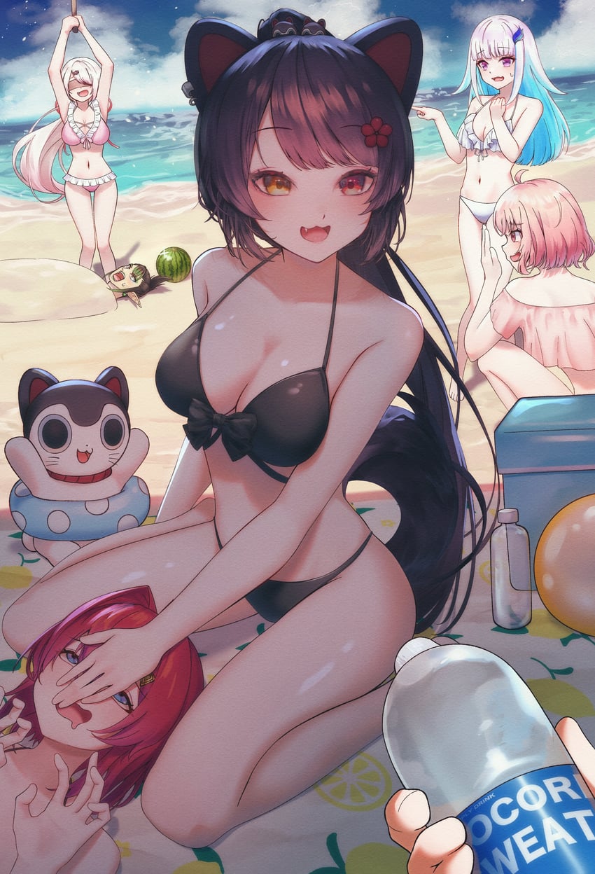 lize helesta, ange katrina, inui toko, shiina yuika, sasaki saku, and 2 more (nijisanji) drawn by kitsutsuki_tsuki