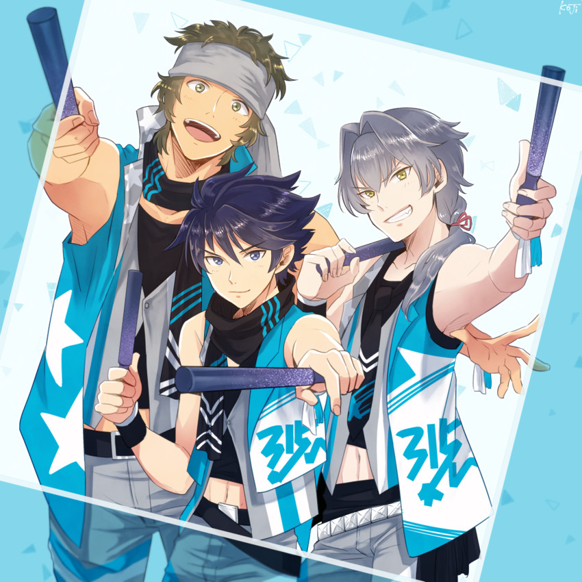 kizaki ren, taiga takeru, and enjoji michiru (idolmaster and 1 more) drawn by koji-bread
