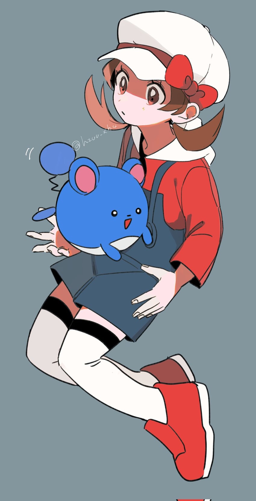 lyra and marill (pokemon and 1 more) drawn by momotose_(hzuu_xh4)