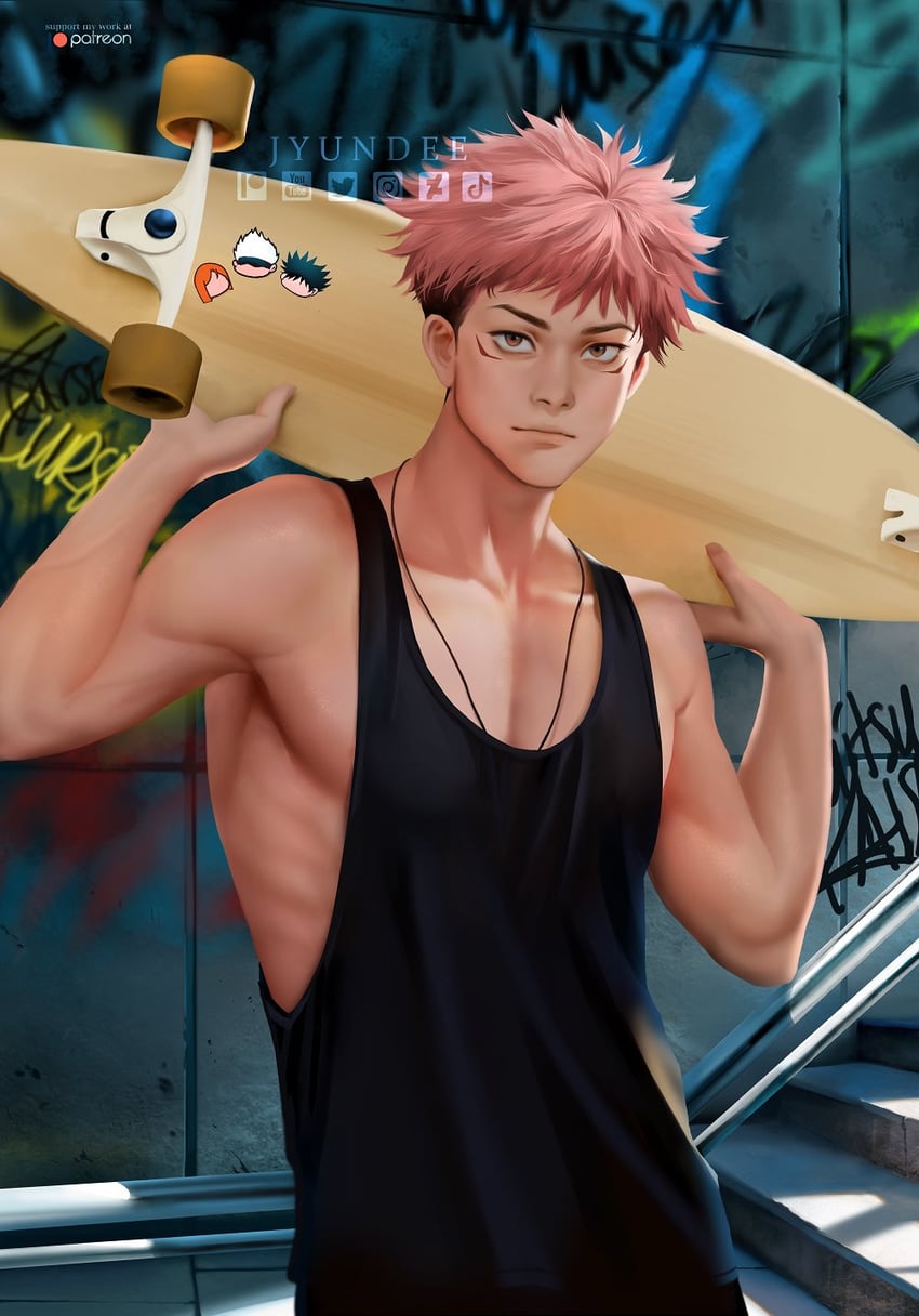 gojou satoru, itadori yuuji, fushiguro megumi, and kugisaki nobara (jujutsu kaisen) drawn by jyundee