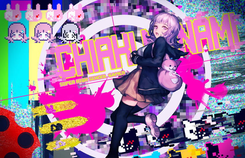 nanami chiaki and monokuma (danganronpa and 2 more) drawn by k_(sktchblg)