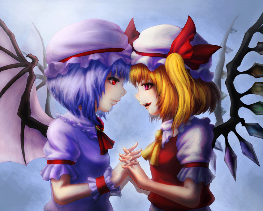 remilia scarlet and flandre scarlet (touhou) drawn by kannazuki_(devilcode666)