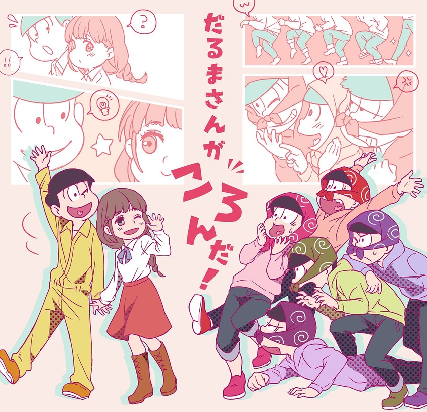 matsuno osomatsu, matsuno karamatsu, matsuno ichimatsu, matsuno jyushimatsu, matsuno choromatsu, and 2 more (osomatsu and 1 more) drawn by izumi_(milkywhite2)